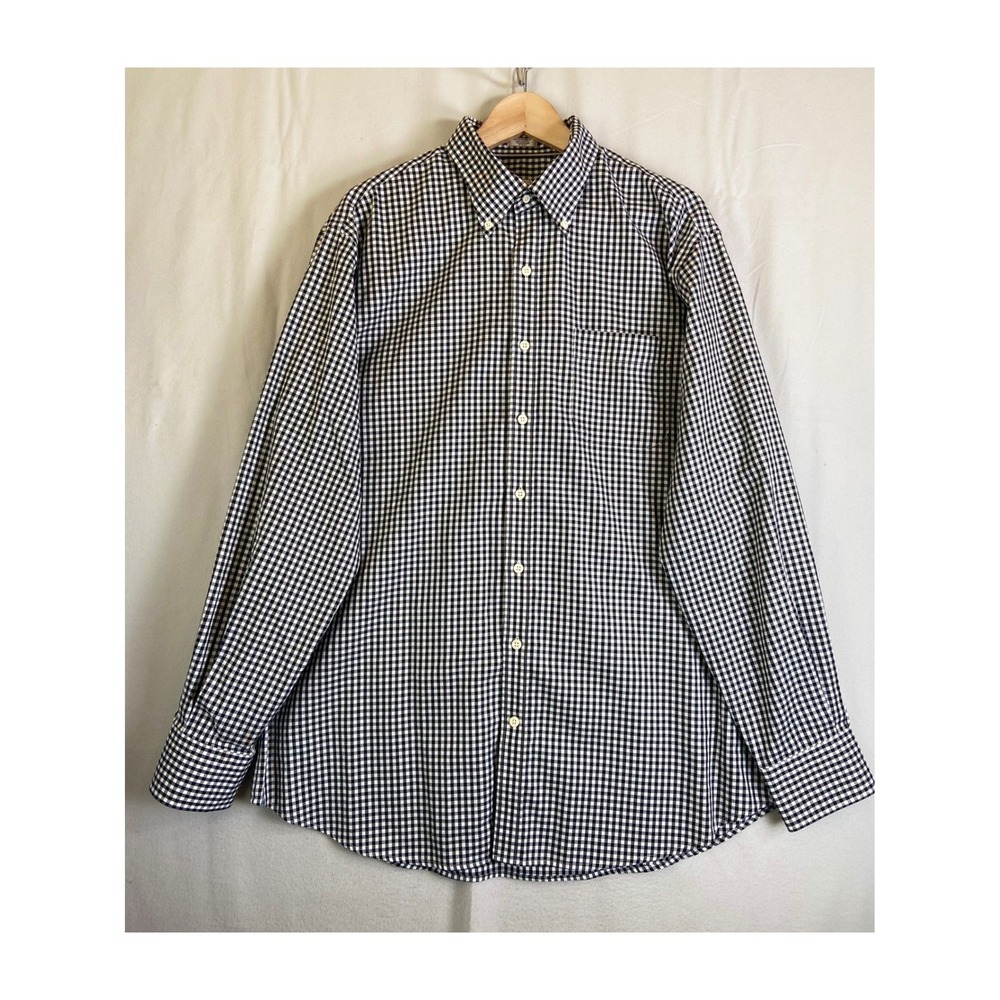 Peter Millar Nanoluxe Easycare Shirt Men's XL BLack Gingham Check Cotton Dress
